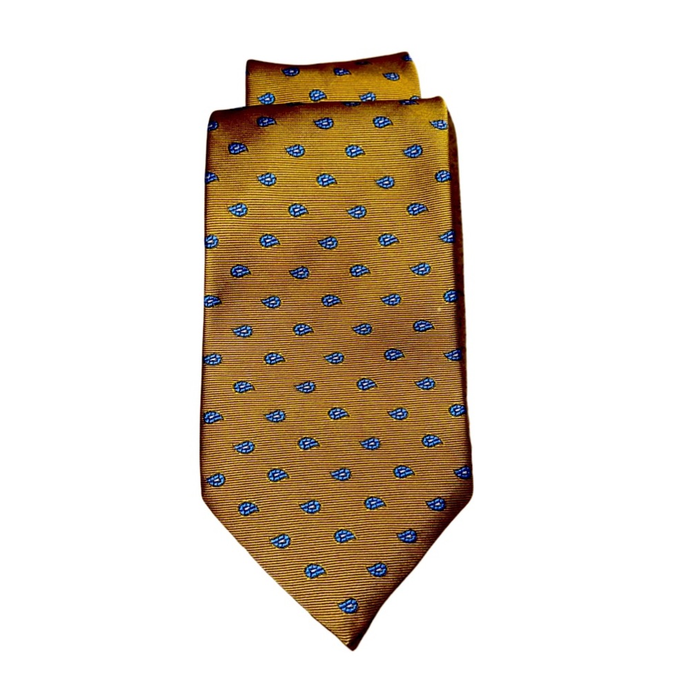 Brooks Brothers “346” Pure Silk- Stain Resistant neck Tie: Gold & Blue: OSFM